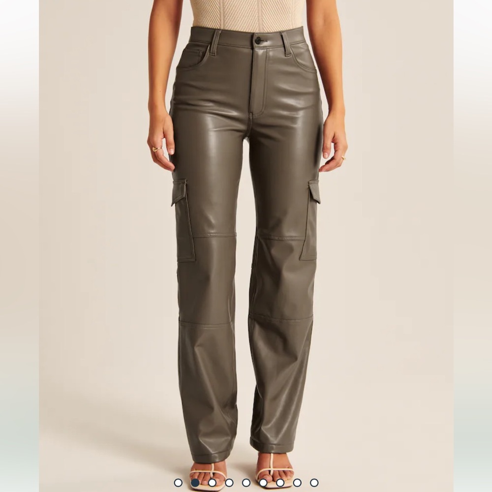 Abercrombie and Fitch Curve Love Vegan Leather Cargo 90s Relaxed Pants